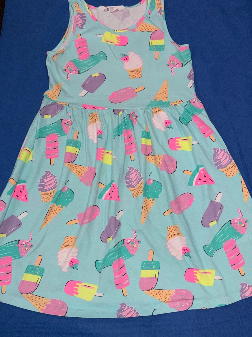 H&M Mint Ice Cream & Popsicle Print Dress with Pink, Purple and Yellow Accents